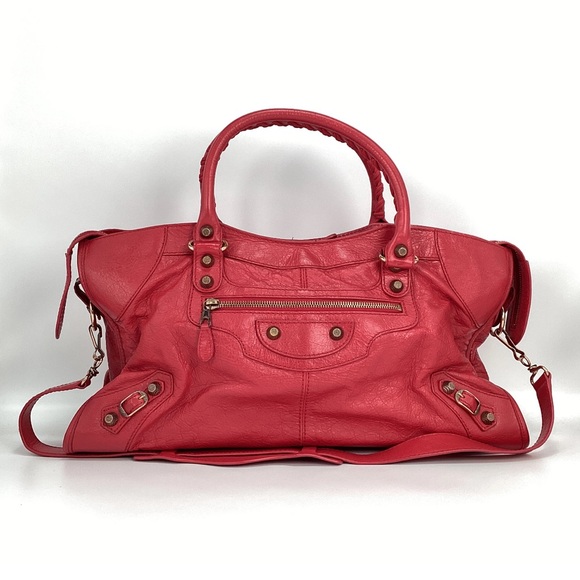 AUTH BALENCIAGA LE CITY MOTORCYCLE BAG RED TAHITIAN ROSE 🌹 AUTHENTICATED✅ - Picture 2 of 16